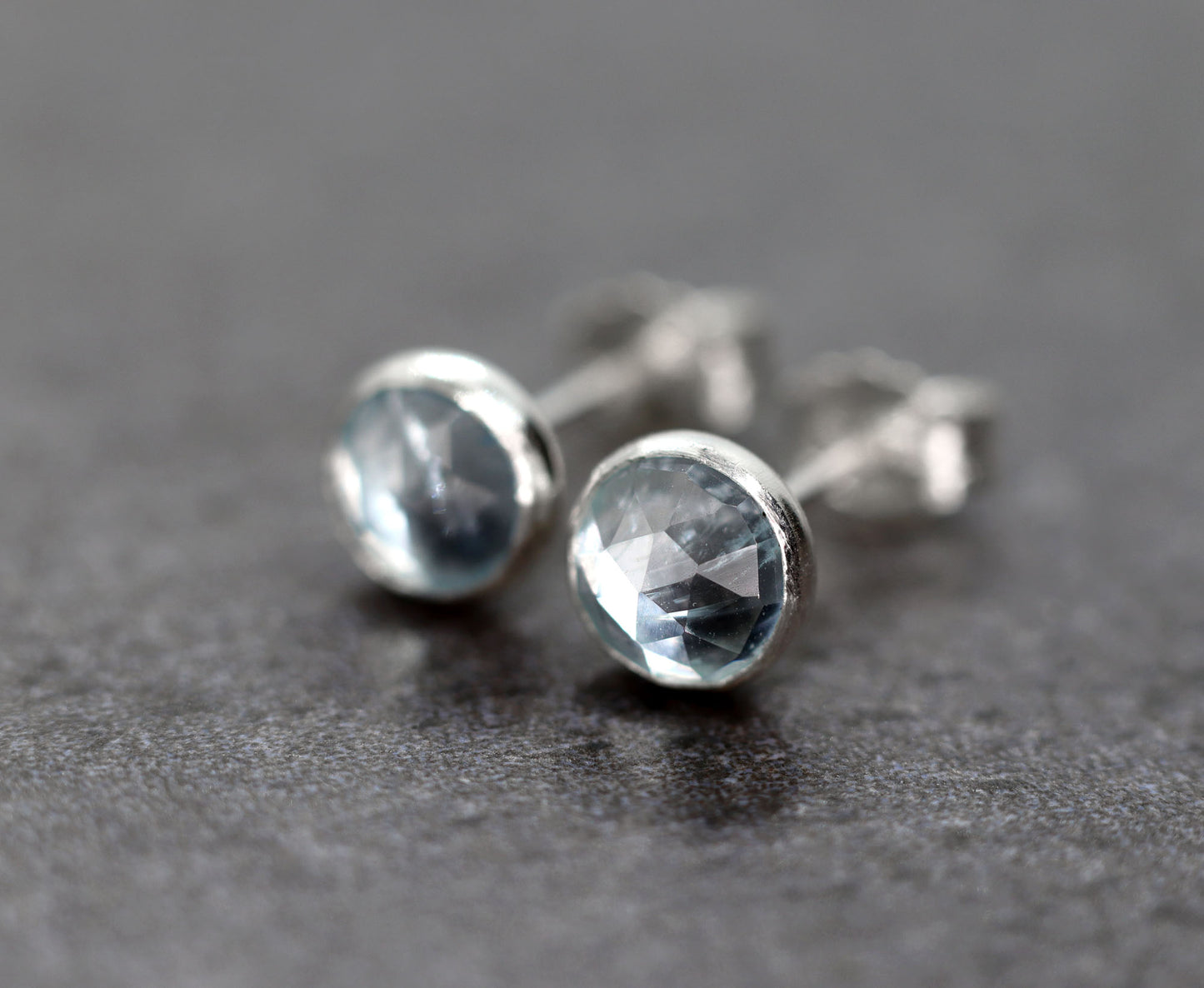 Rose Cut Aquamarine Stud Earrings