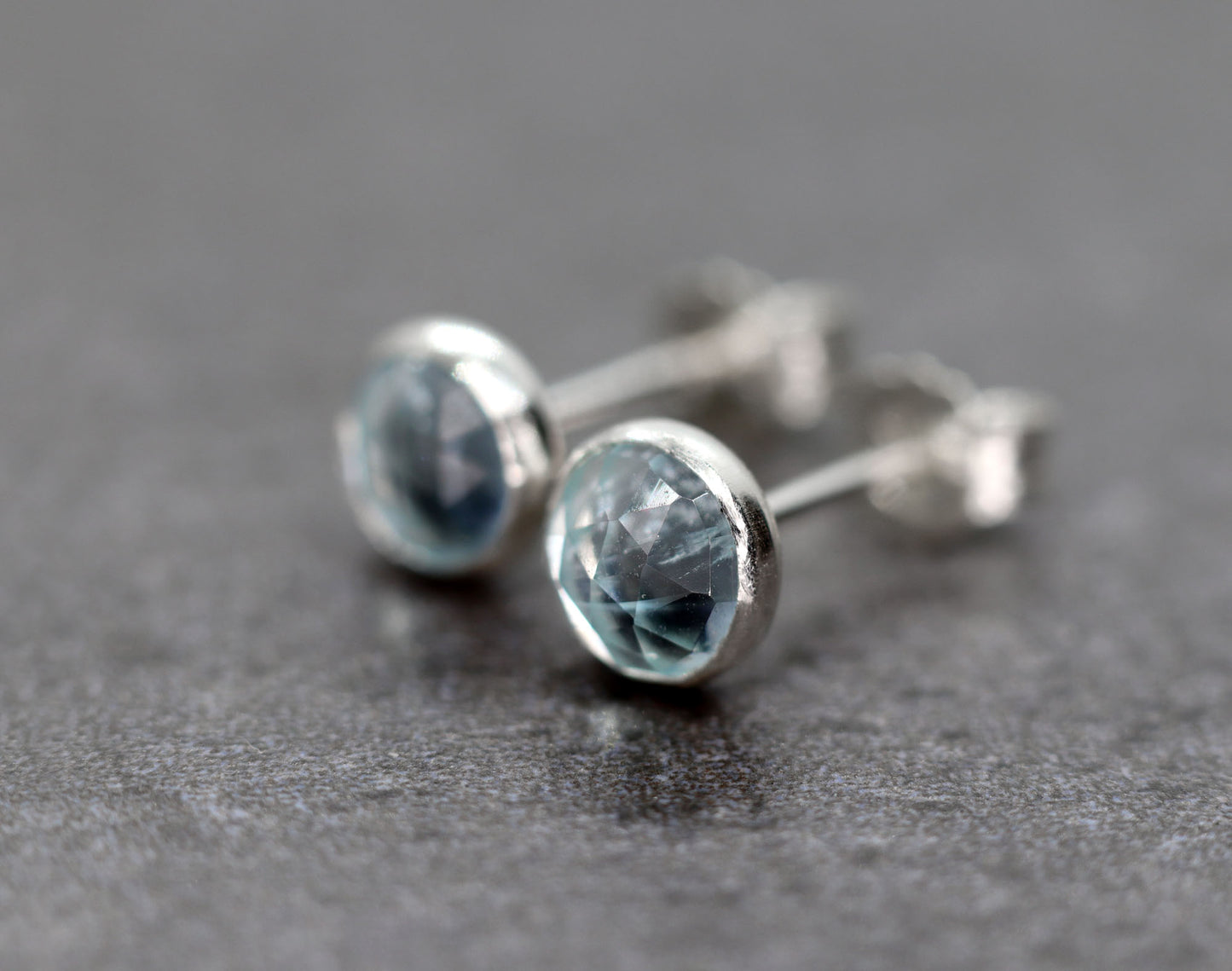 Rose Cut Aquamarine Stud Earrings