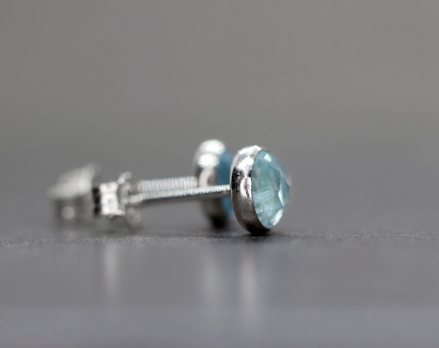 Rose Cut Aquamarine Stud Earrings