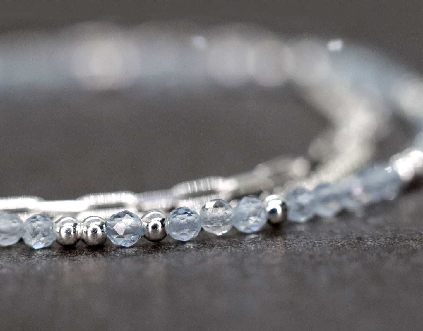 Aquamarine Multi Strand Chain Bracelet
