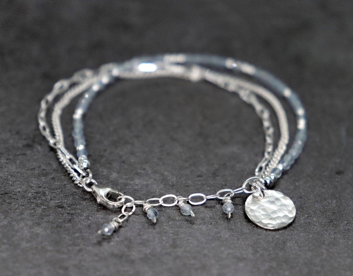 Aquamarine Multi Strand Chain Bracelet