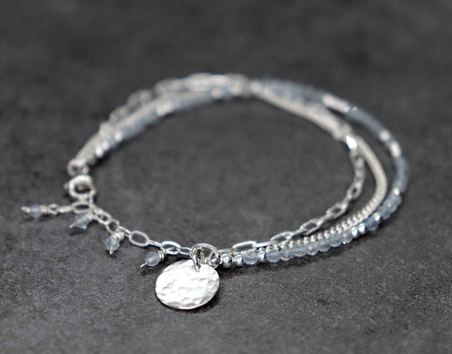Aquamarine Multi Strand Chain Bracelet