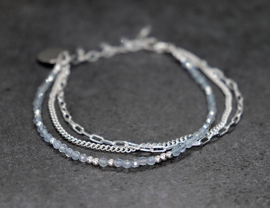 Aquamarine Multi Strand Chain Bracelet