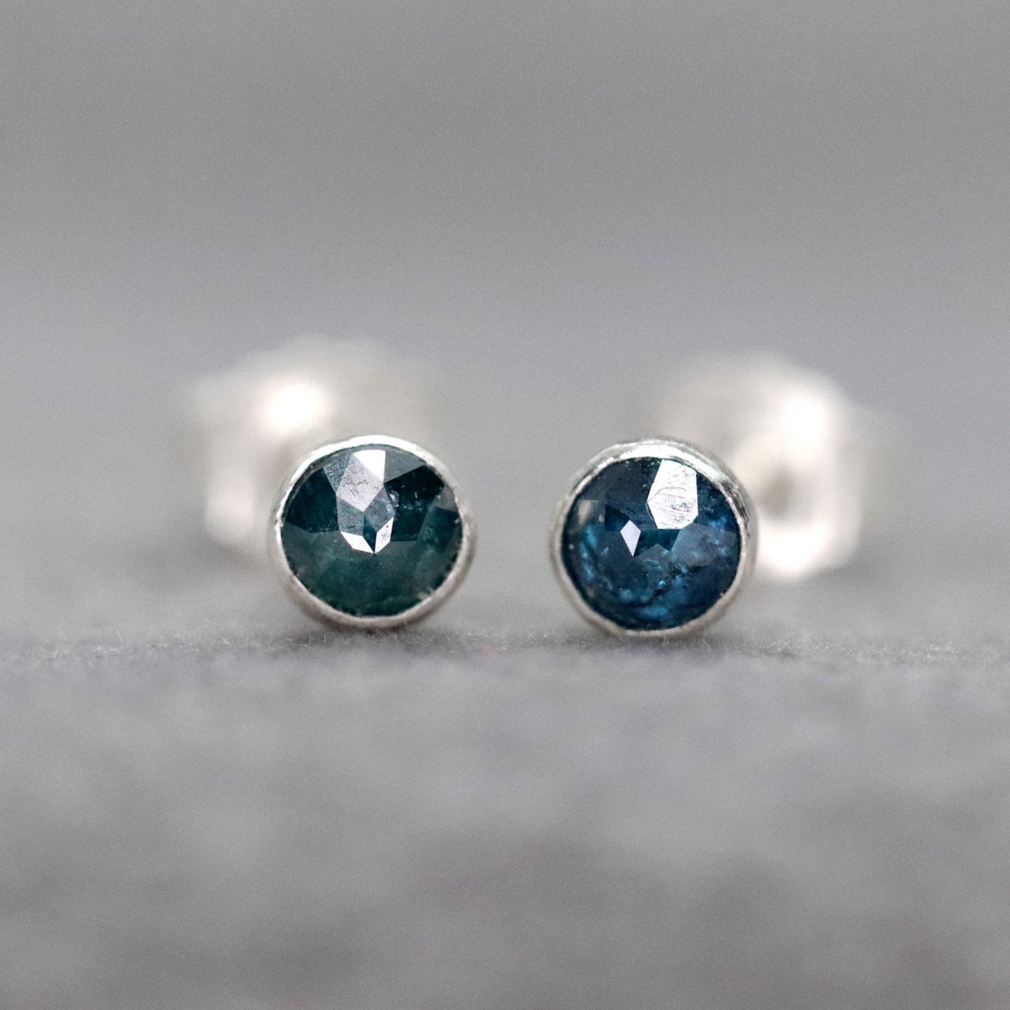 Blue Diamond Stud Earrings