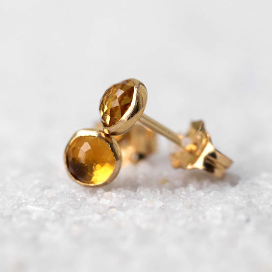 Rose Cut Citrine Stud Earrings