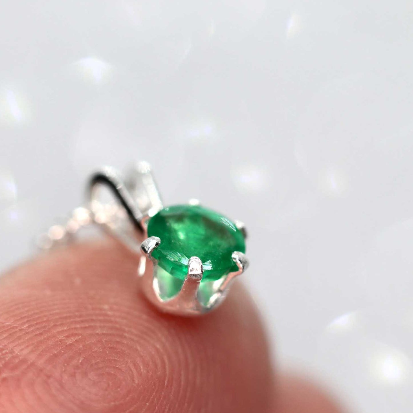 Emerald Pendant Necklace, May Birthstone