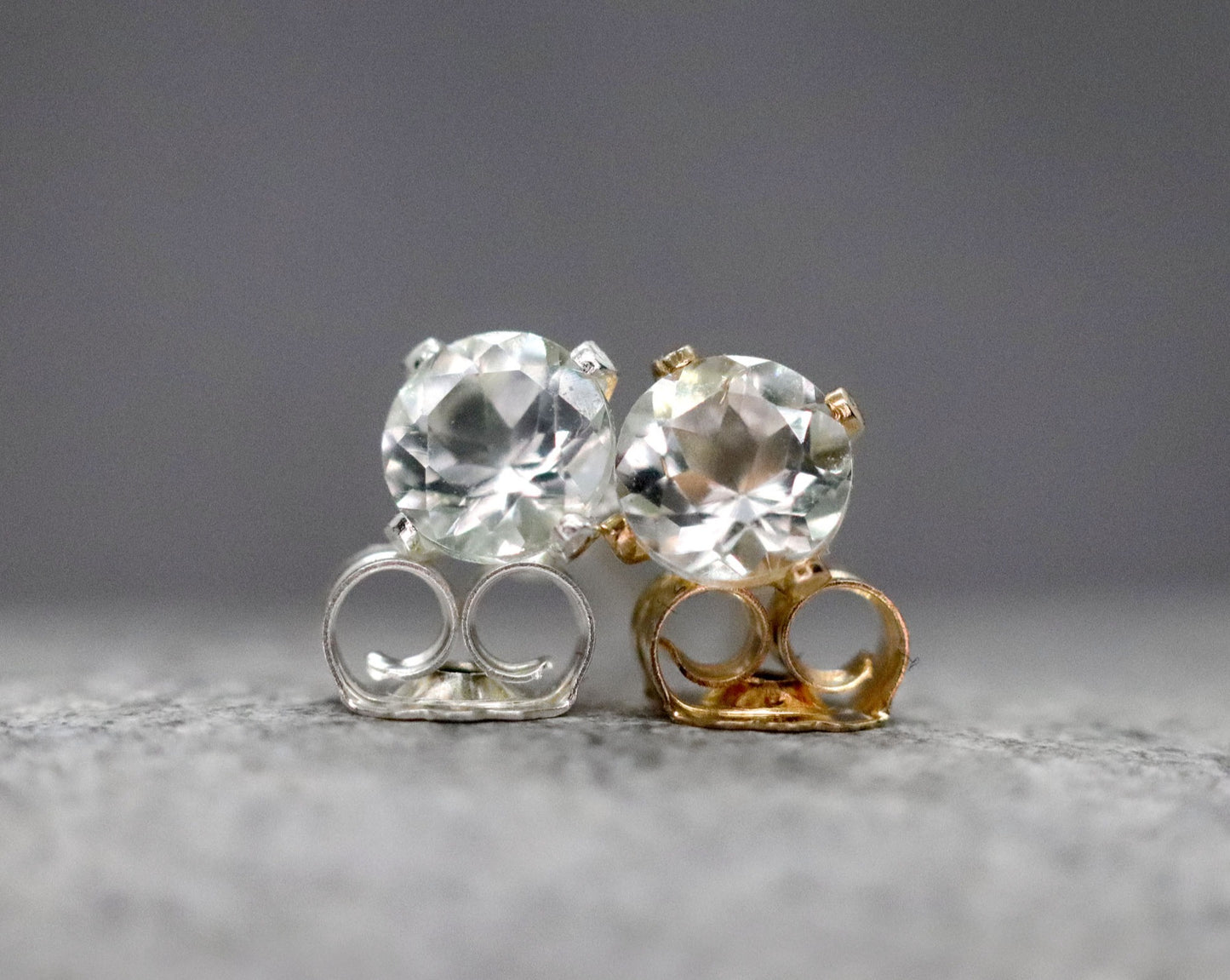 Green Amethyst Stud Earrings, February Birthstone