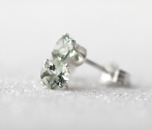 Green Amethyst Stud Earrings, February Birthstone