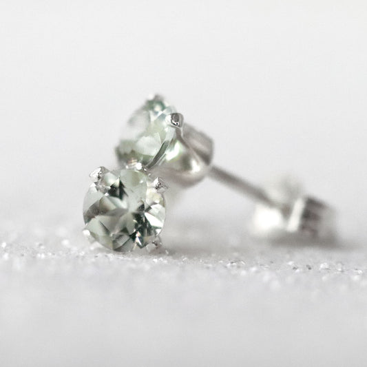 Green Amethyst Stud Earrings, February Birthstone