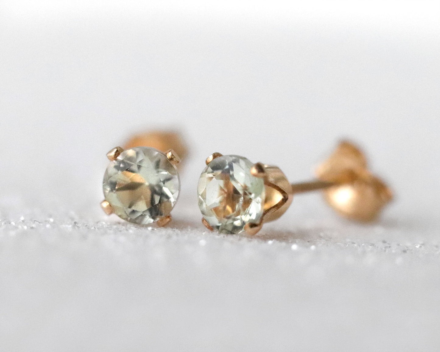 Green Amethyst Stud Earrings, February Birthstone