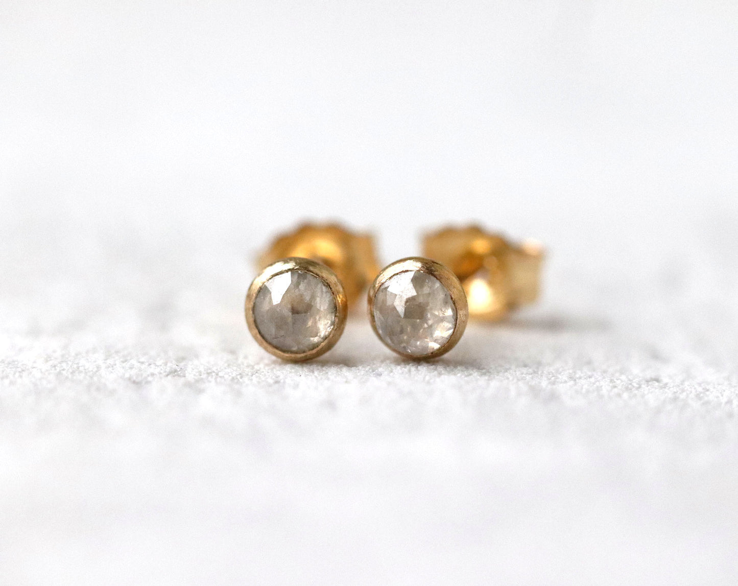 Rose Cut Grey Diamond Stud Earrings