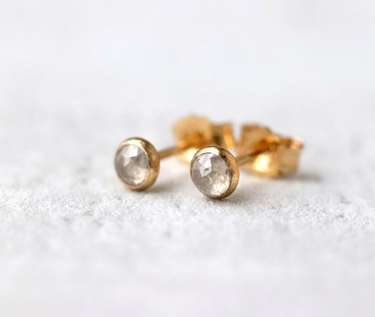 Rose Cut Grey Diamond Stud Earrings