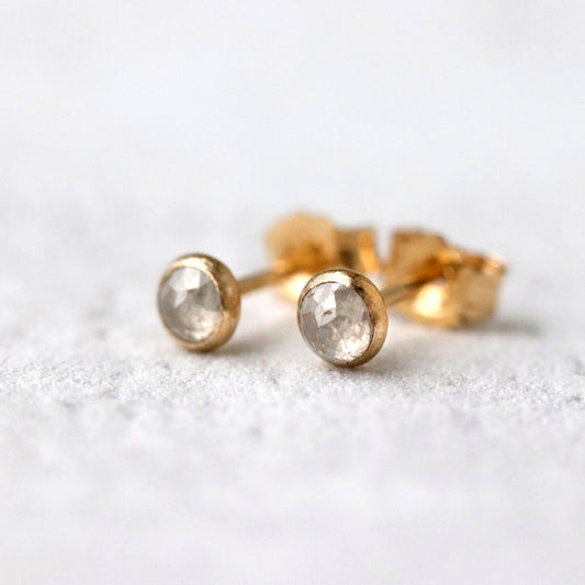 Rose Cut Grey Diamond Stud Earrings