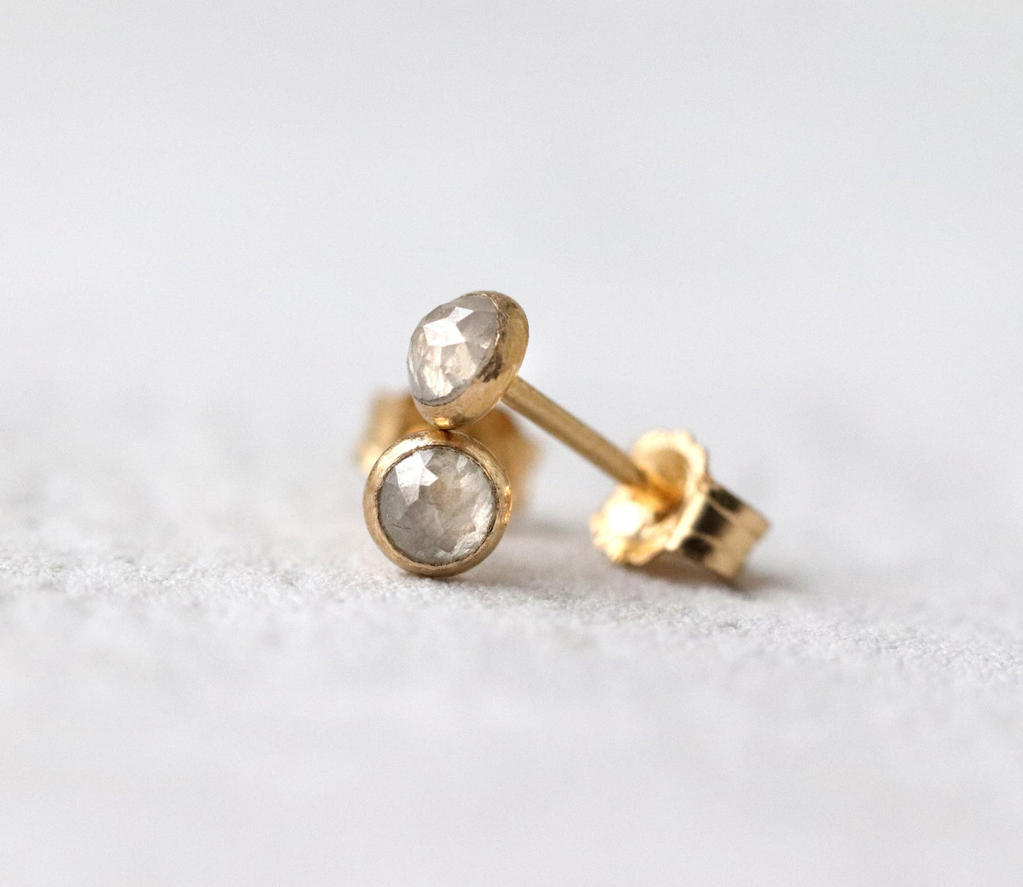 Rose Cut Grey Diamond Stud Earrings