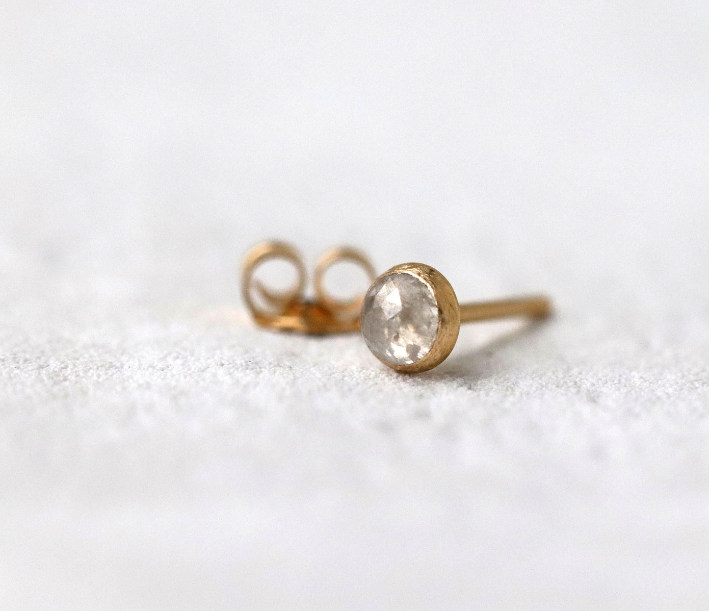 Rose Cut Grey Diamond Stud Earrings