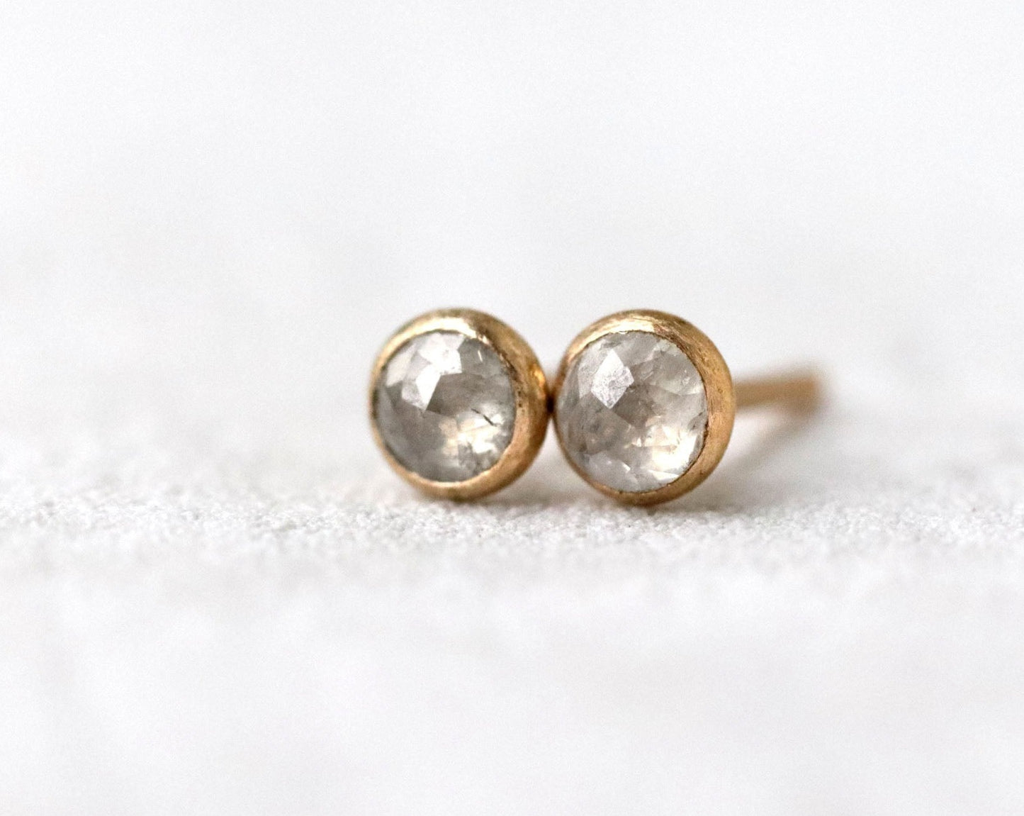 Rose Cut Grey Diamond Stud Earrings