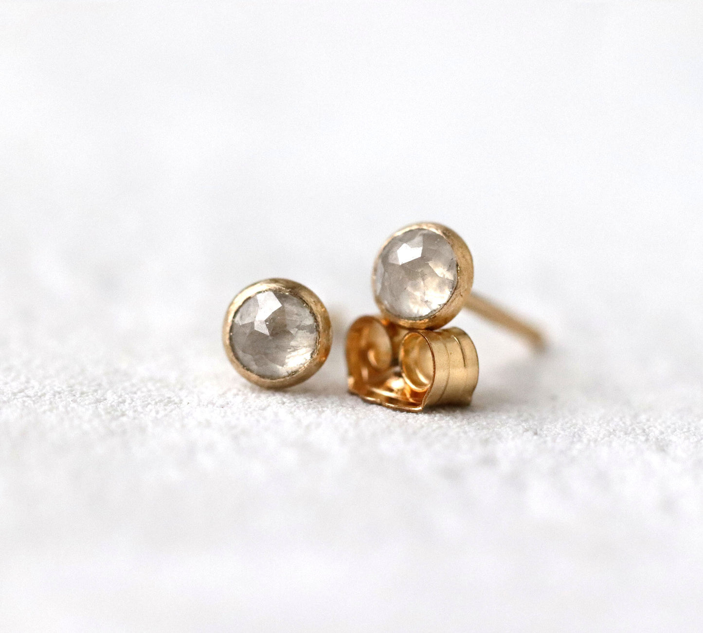 Rose Cut Grey Diamond Stud Earrings