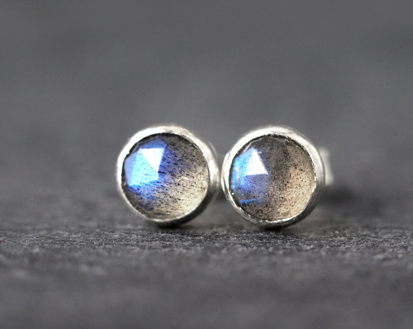 Rose Cut Labradorite Stud Earrings