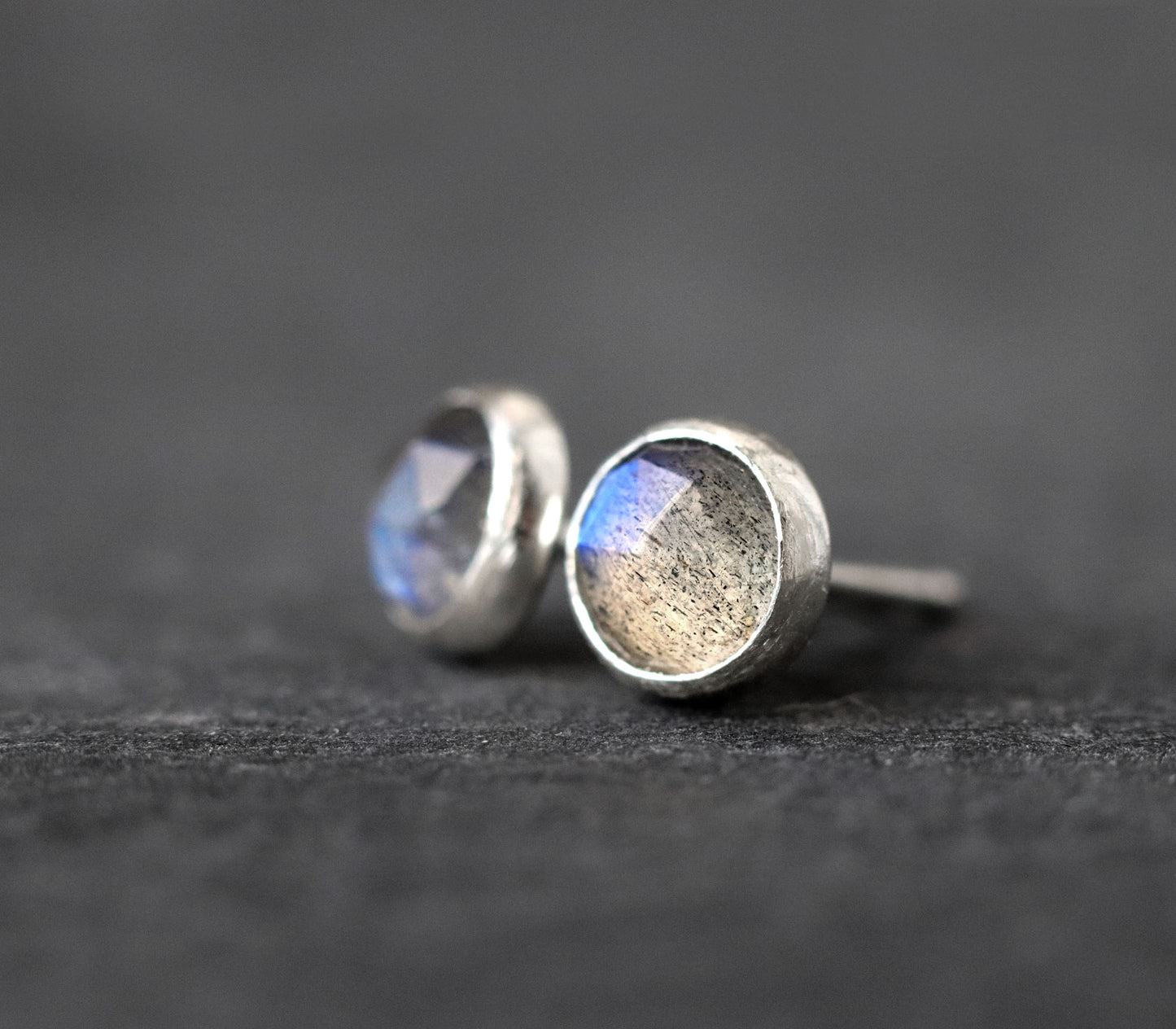Rose Cut Labradorite Stud Earrings
