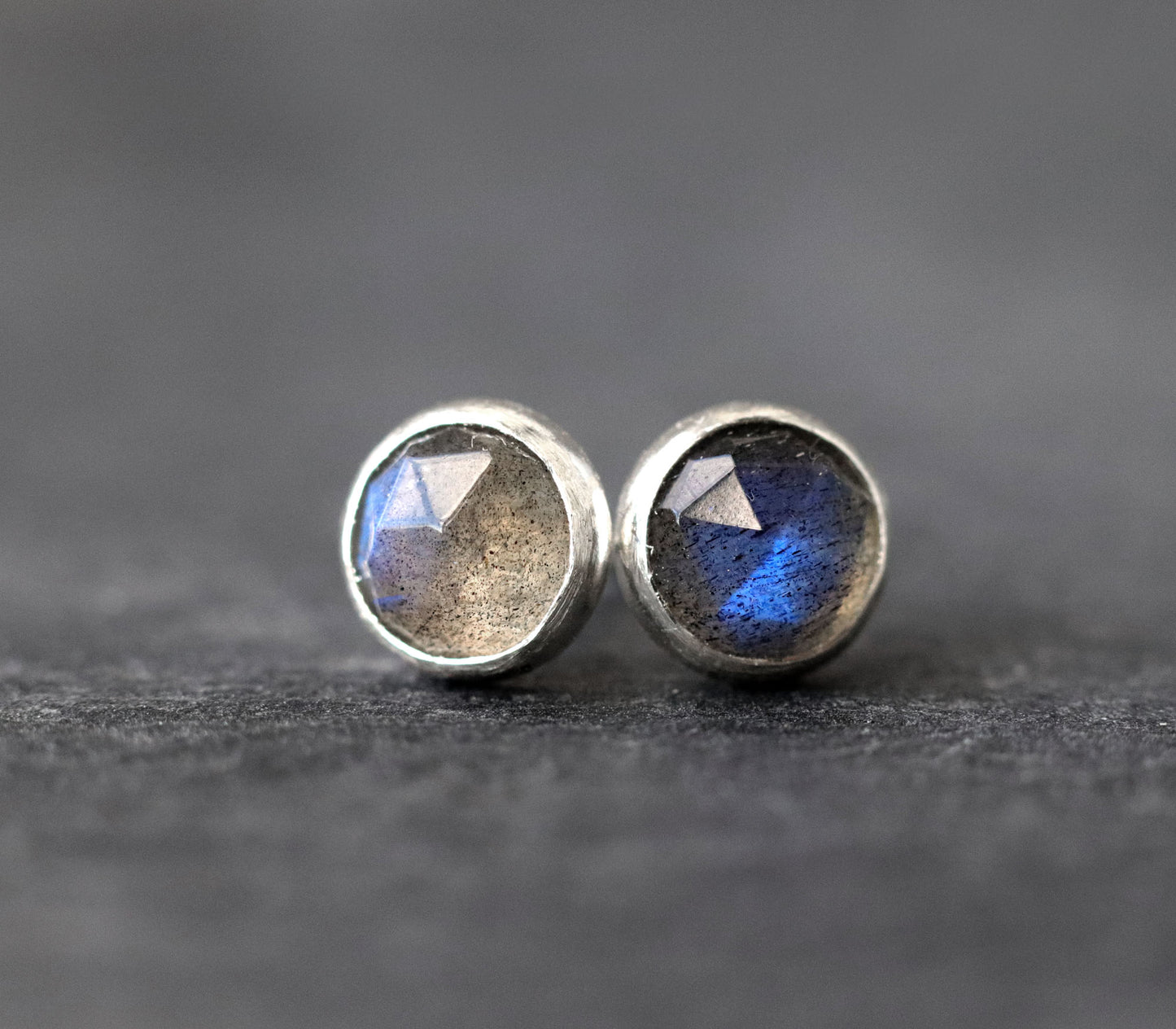 Rose Cut Labradorite Stud Earrings