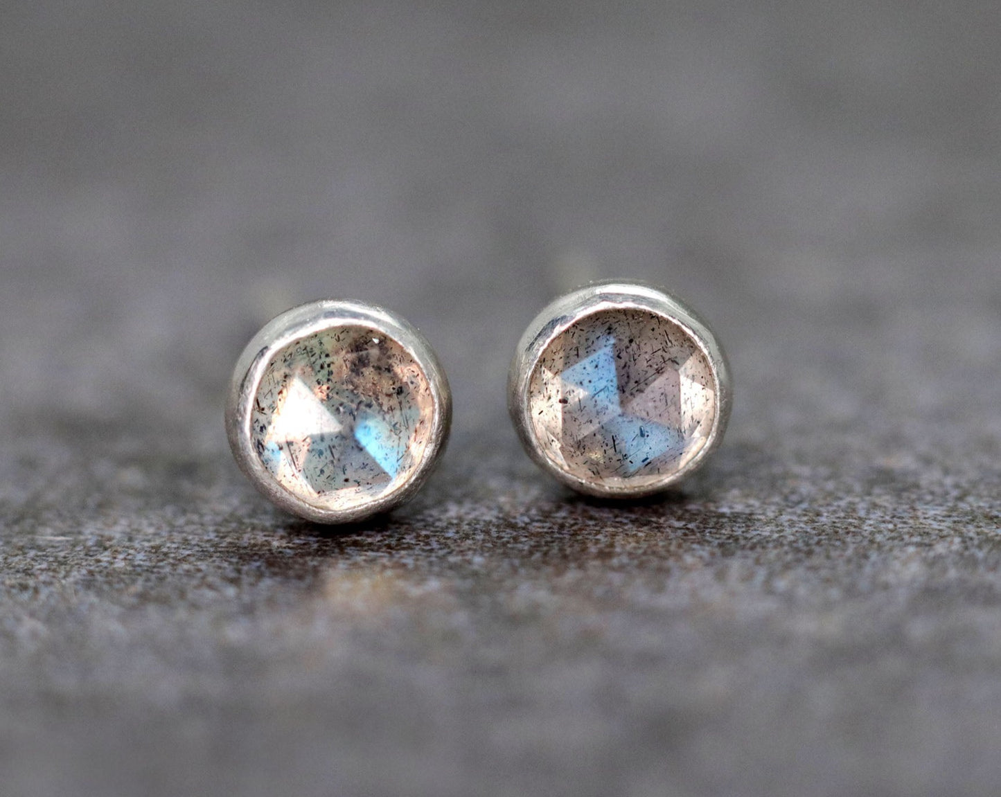 Rose Cut Labradorite Stud Earrings