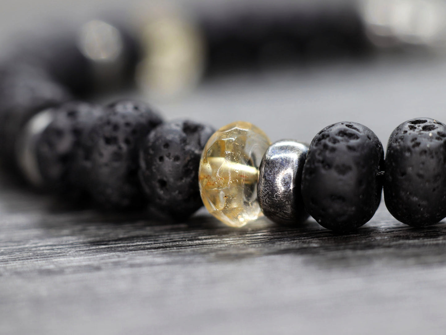 Lava Rock and Citrine Unisex Bracelet