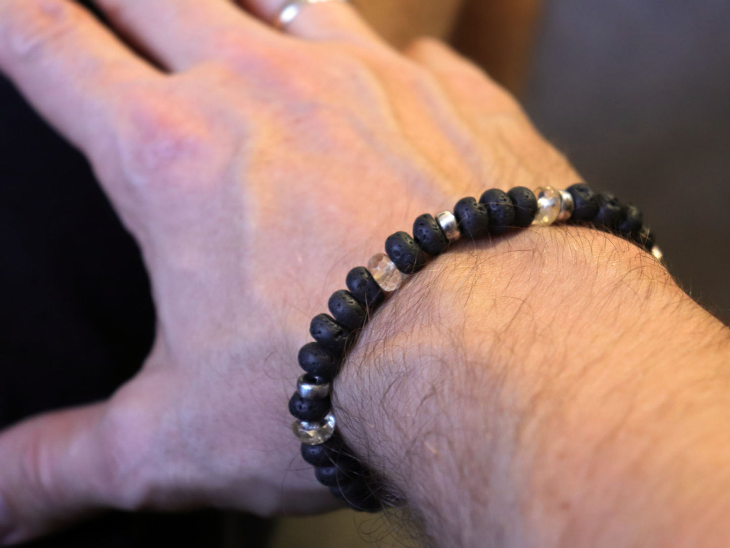 Lava Rock and Citrine Unisex Bracelet