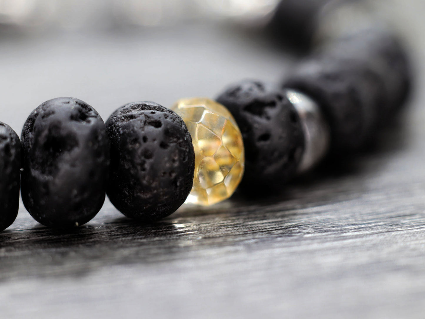 Lava Rock and Citrine Unisex Bracelet