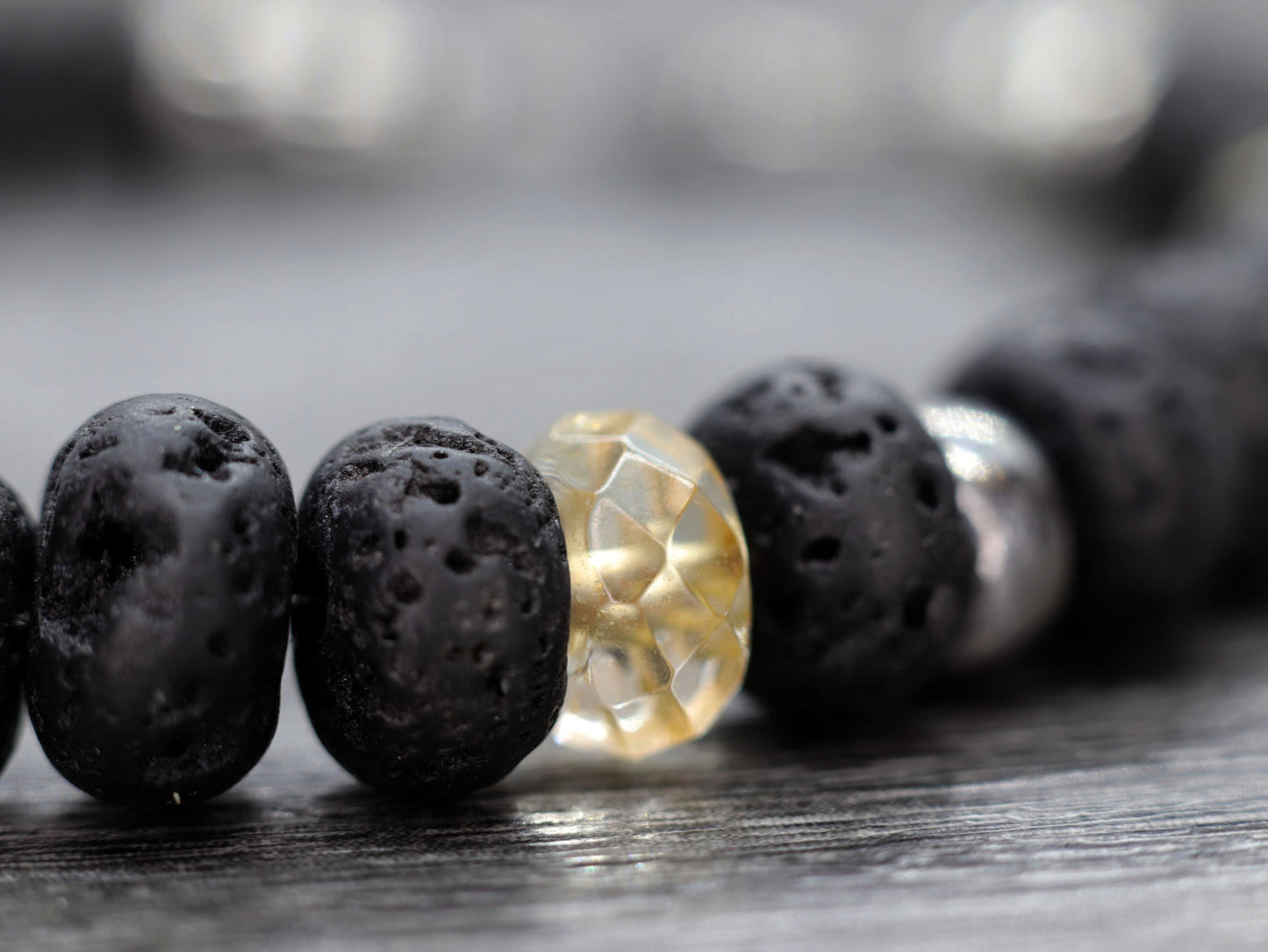 Lava Rock and Citrine Unisex Bracelet