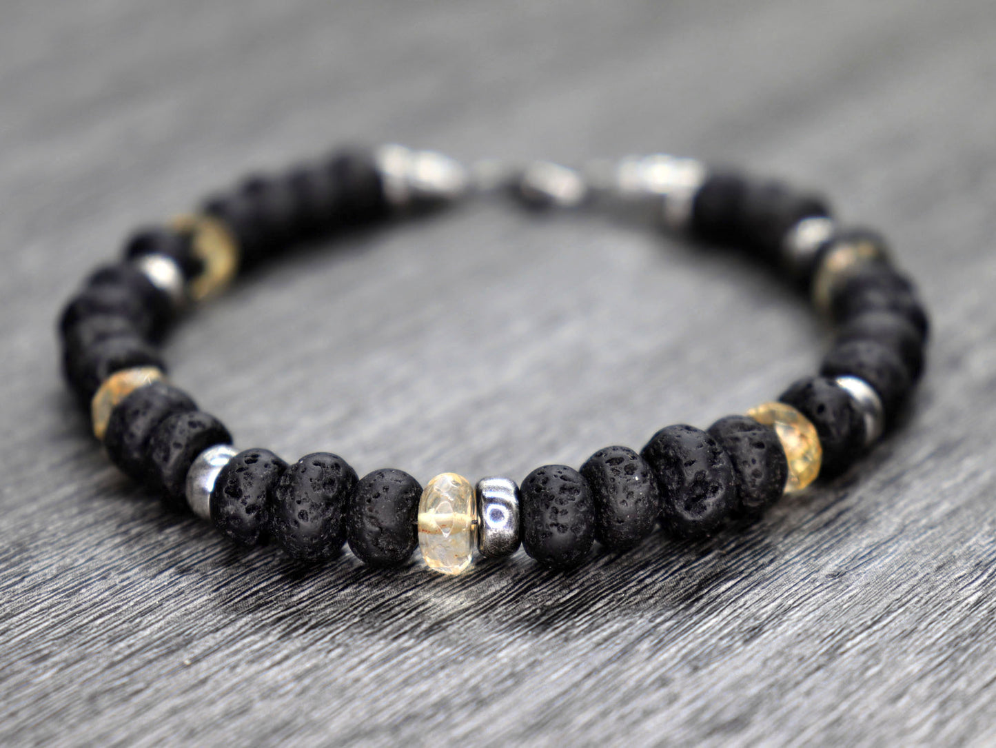 Lava Rock and Citrine Unisex Bracelet