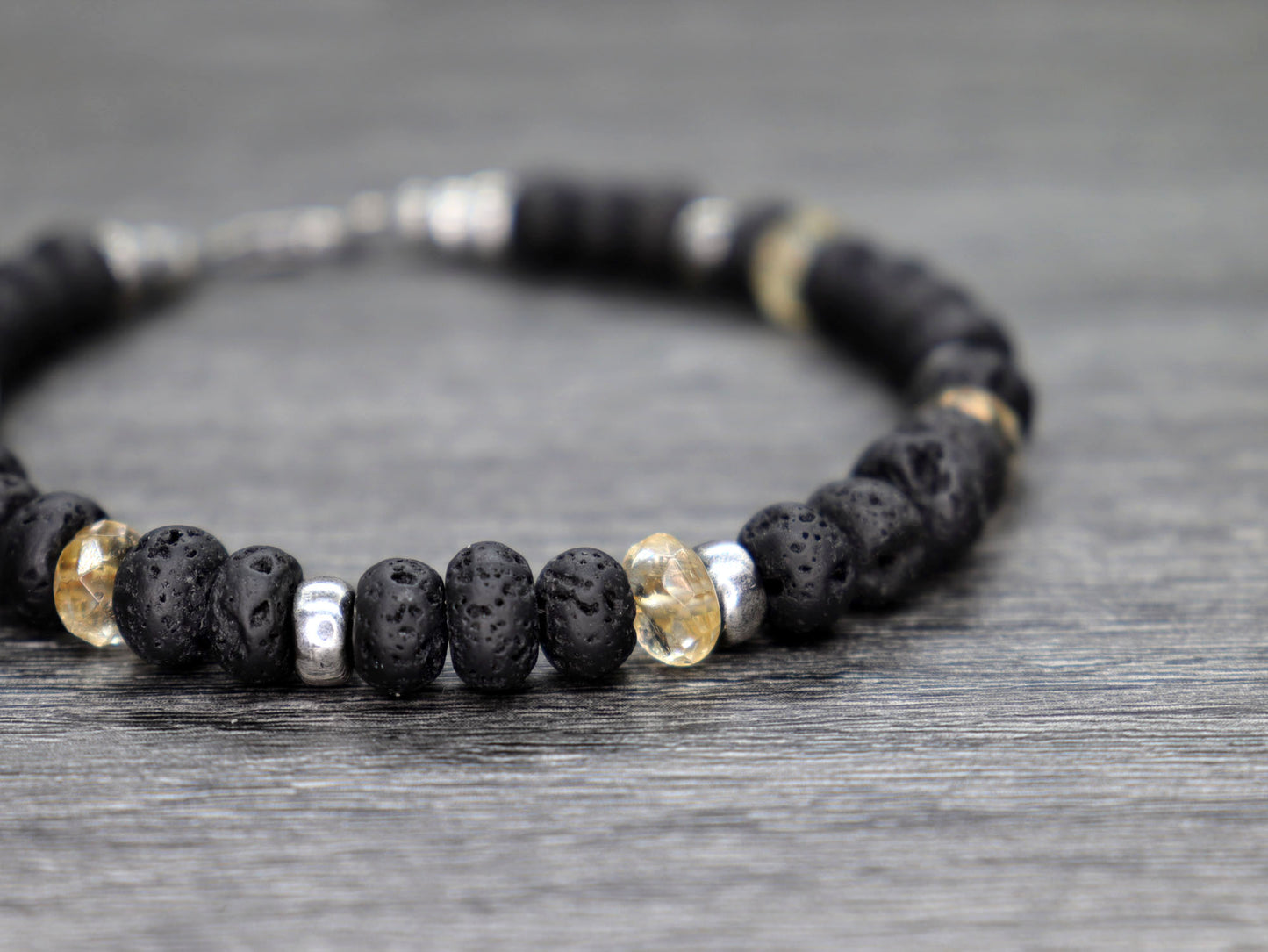 Lava Rock and Citrine Unisex Bracelet