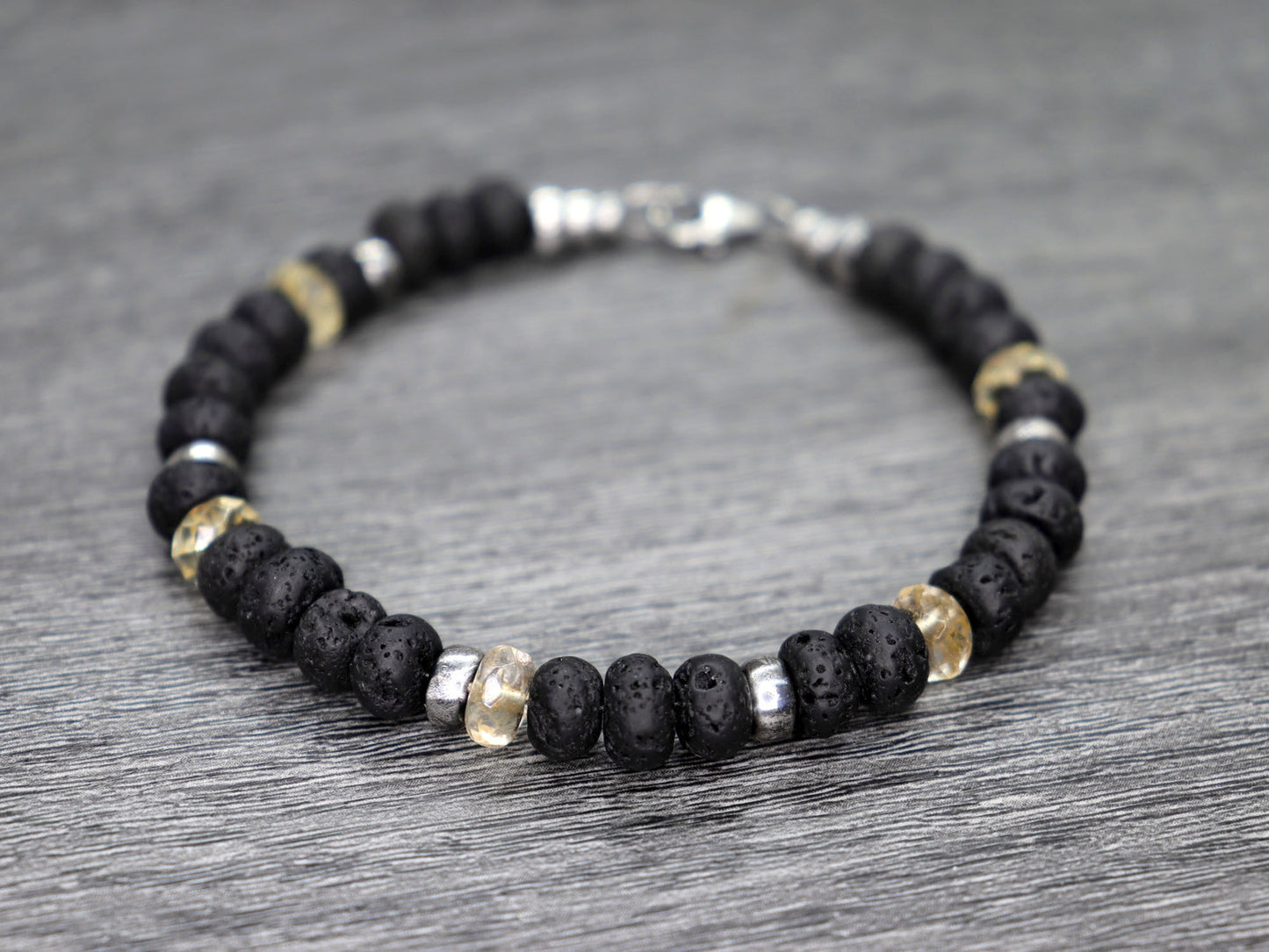 Lava Rock and Citrine Unisex Bracelet