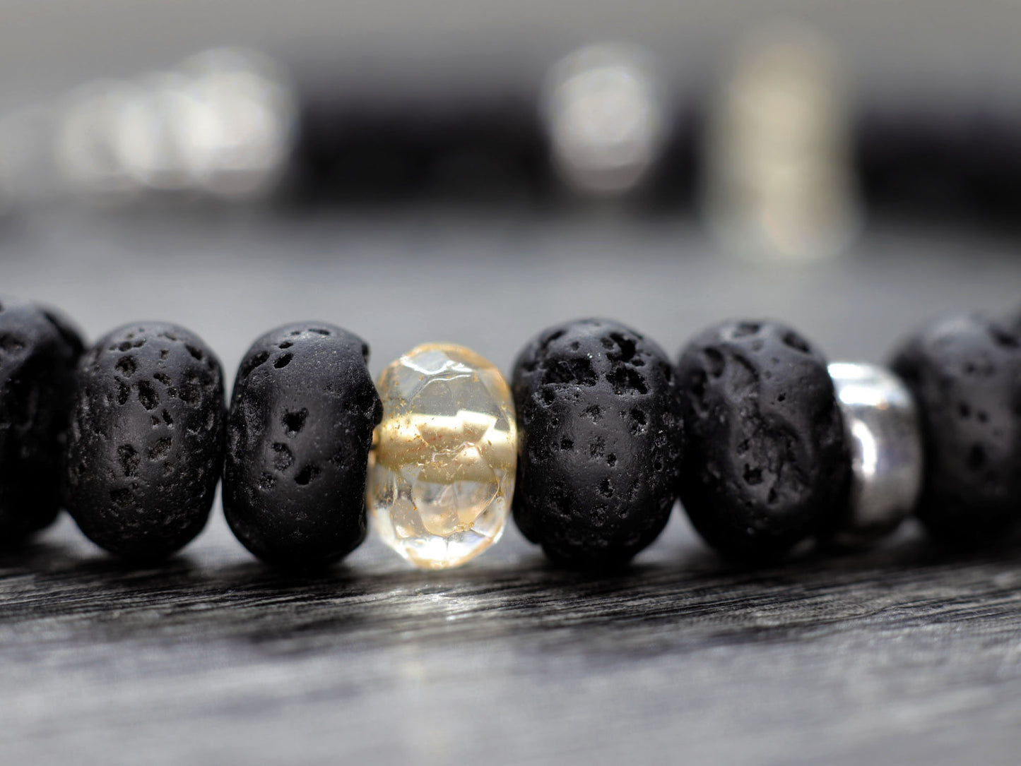 Lava Rock and Citrine Unisex Bracelet