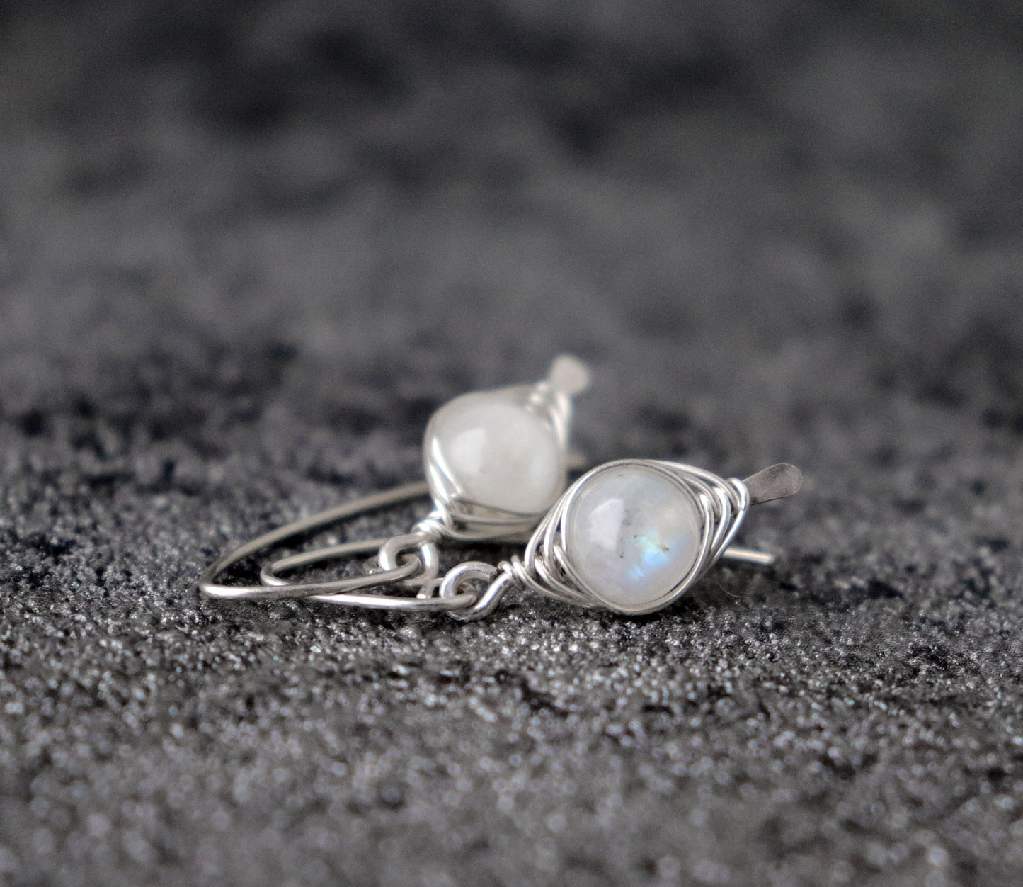 Wire Wrapped Moonstone Earrings