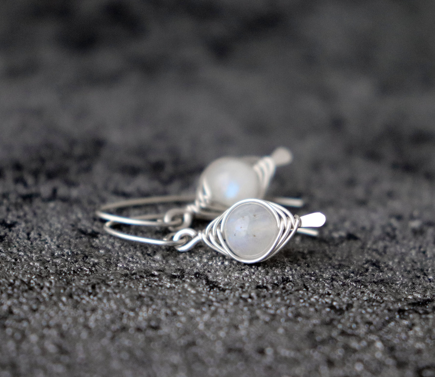 Wire Wrapped Moonstone Earrings
