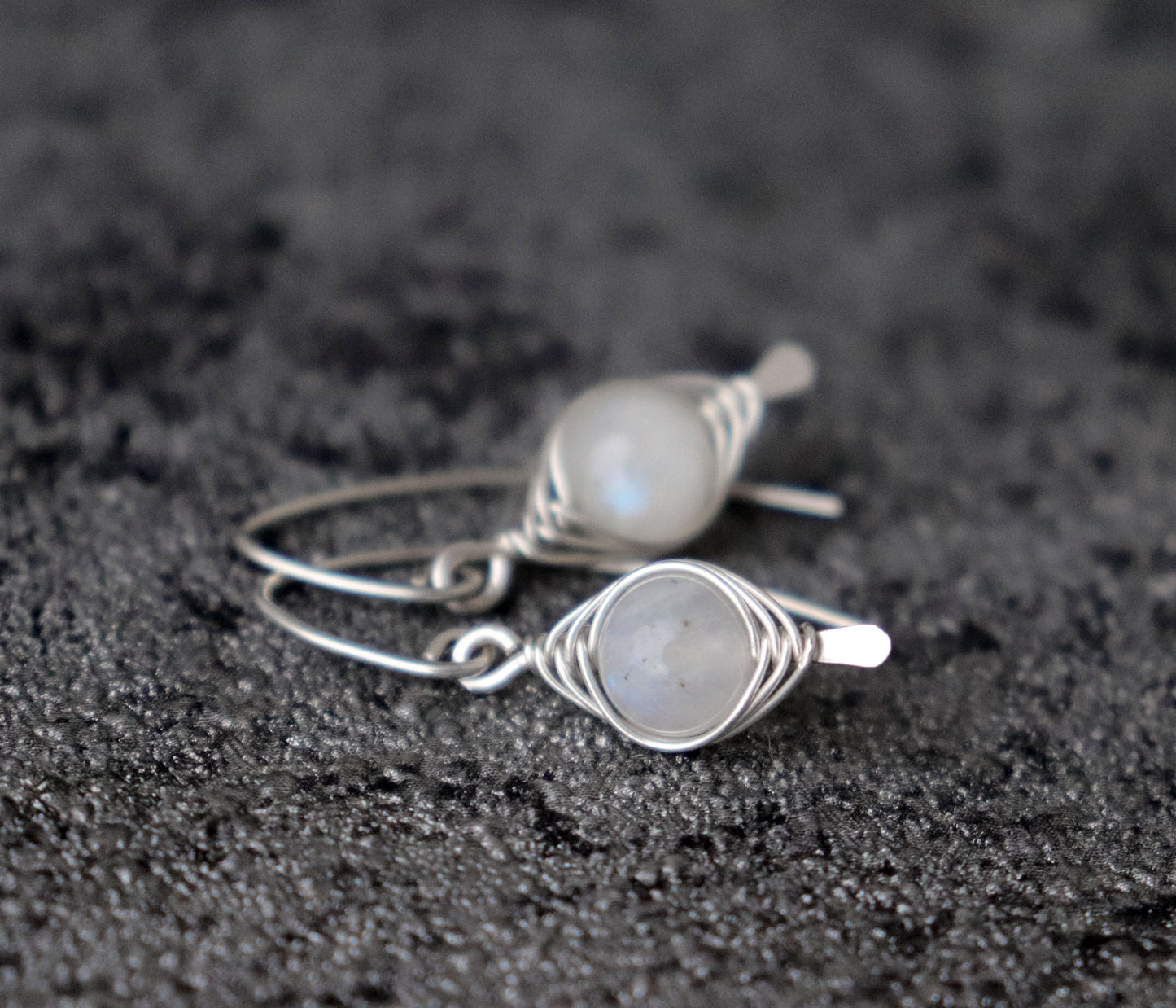 Wire Wrapped Moonstone Earrings