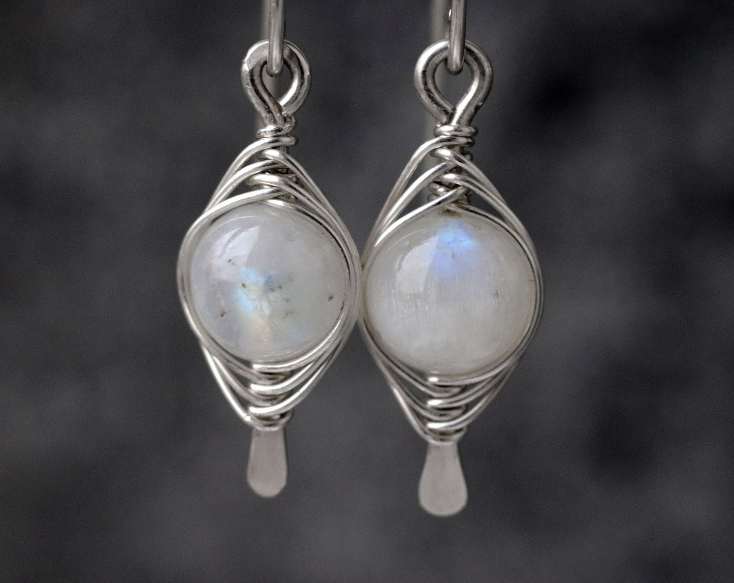 Wire Wrapped Moonstone Earrings
