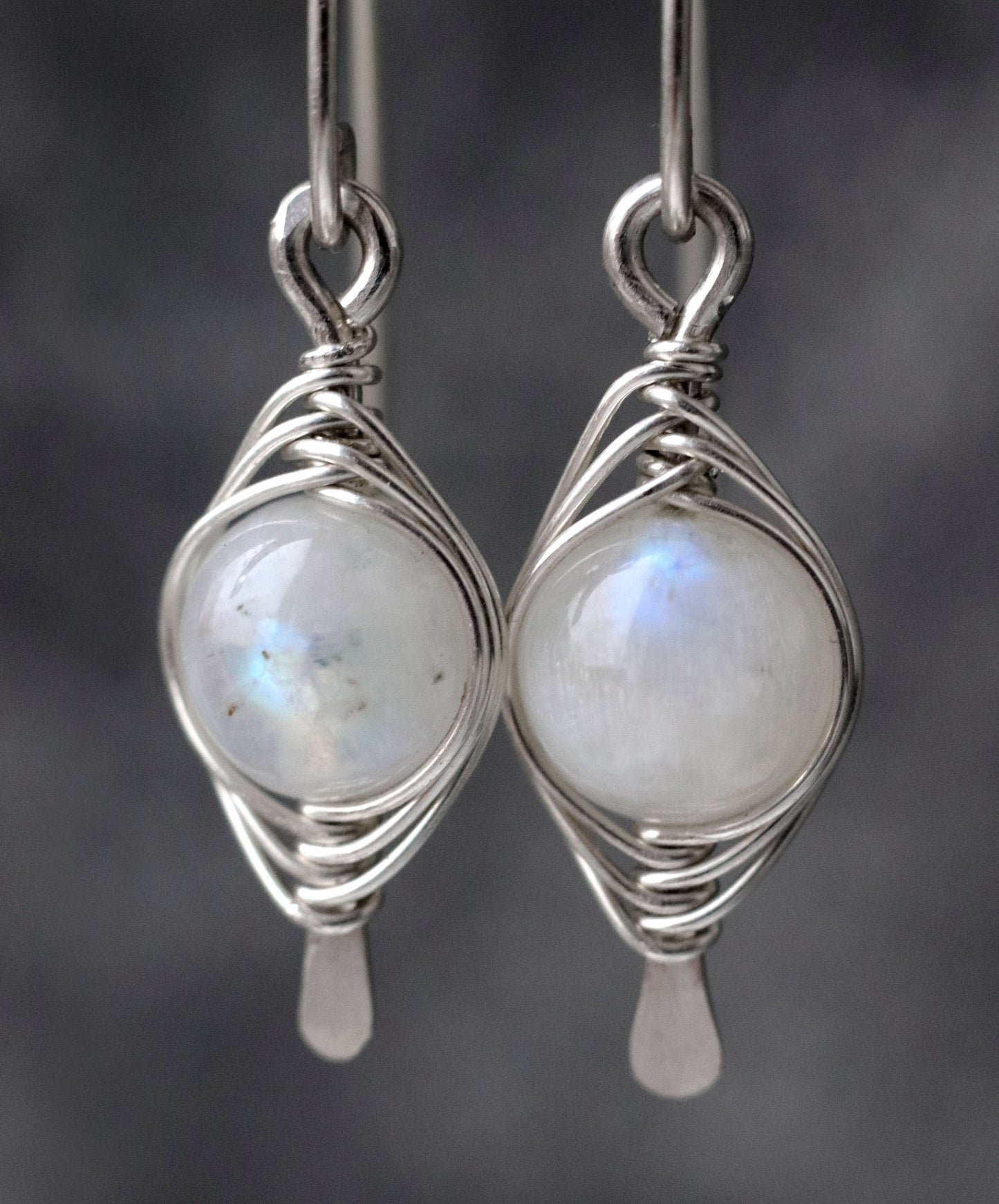 Wire Wrapped Moonstone Earrings