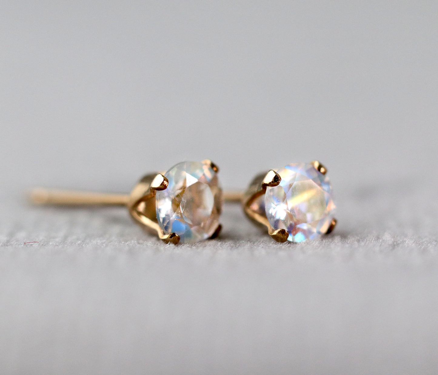 Rainbow Moonstone Stud Earrings