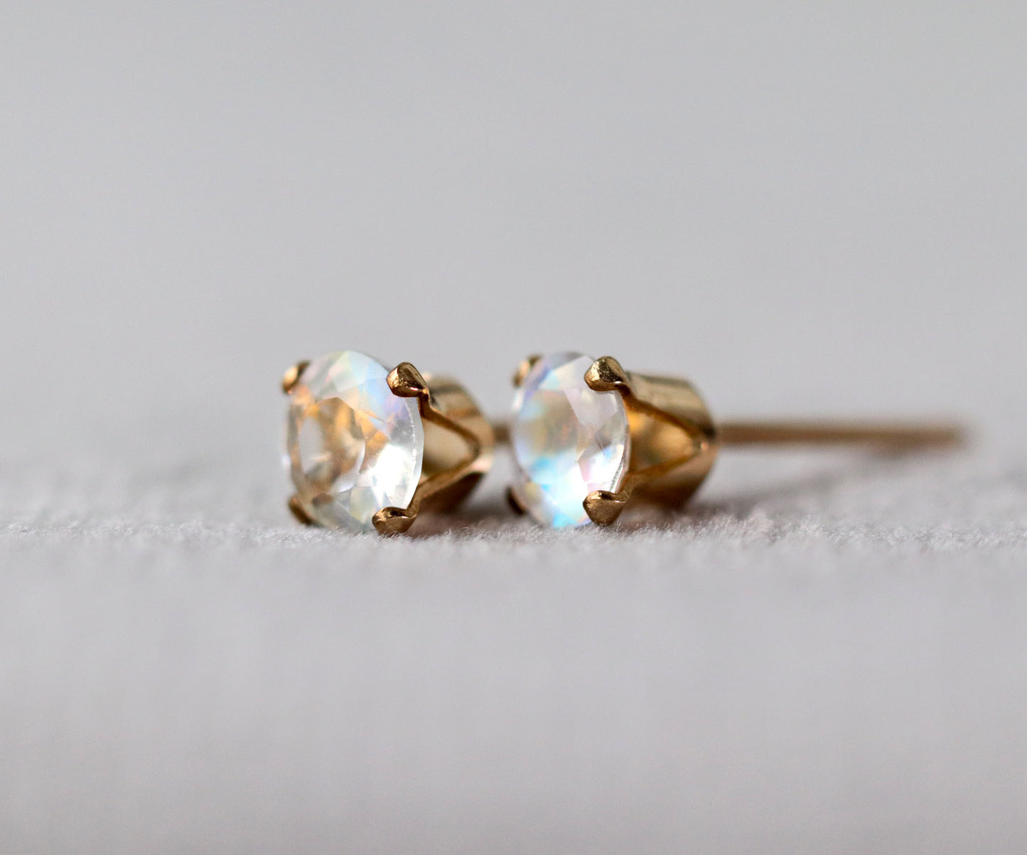 Rainbow Moonstone Stud Earrings