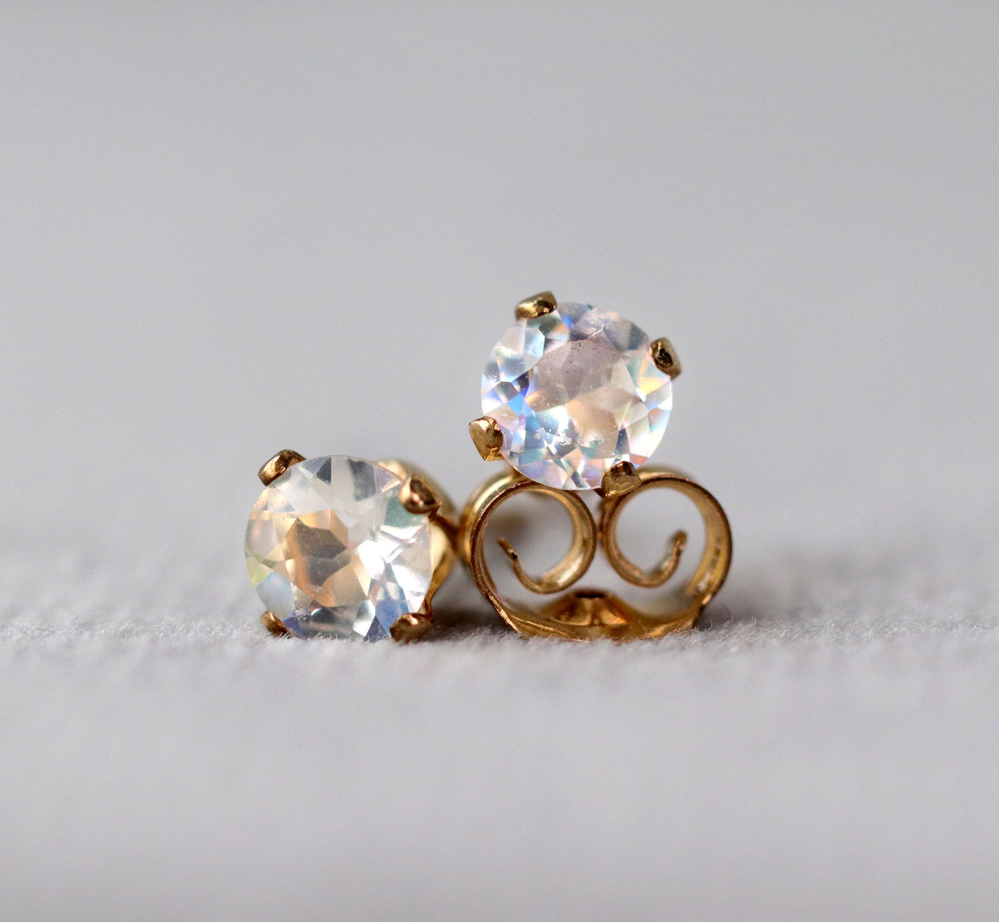 Rainbow Moonstone Stud Earrings