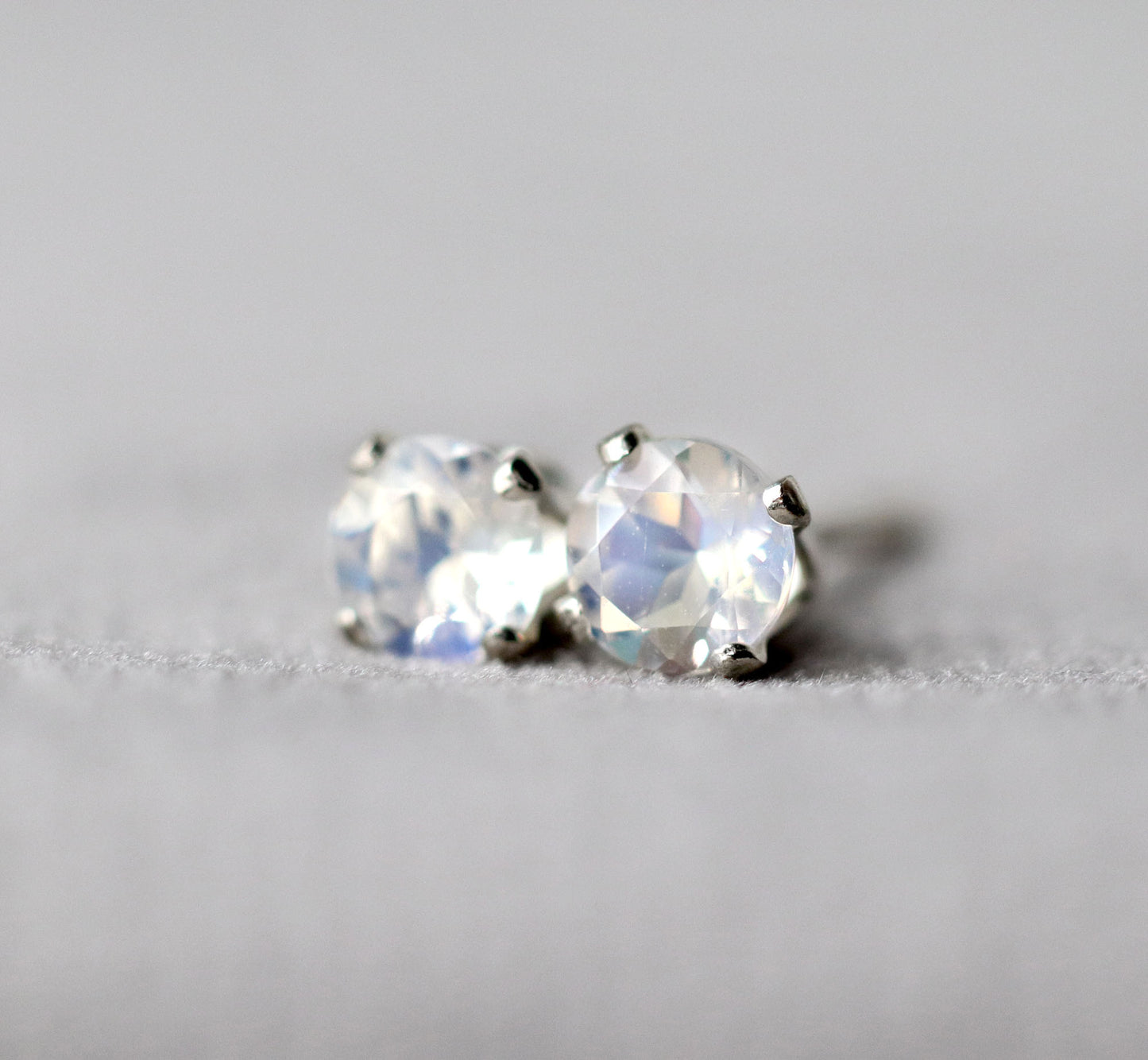 Rainbow Moonstone Stud Earrings