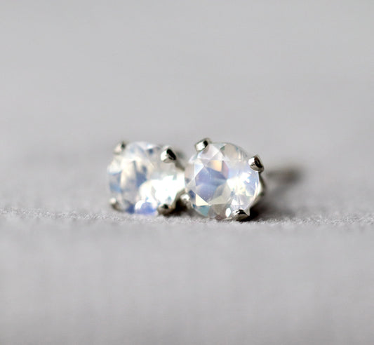 Rainbow Moonstone Stud Earrings