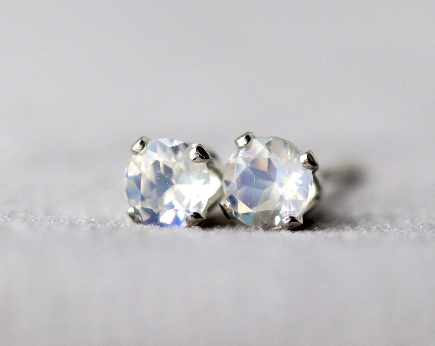 Rainbow Moonstone Stud Earrings
