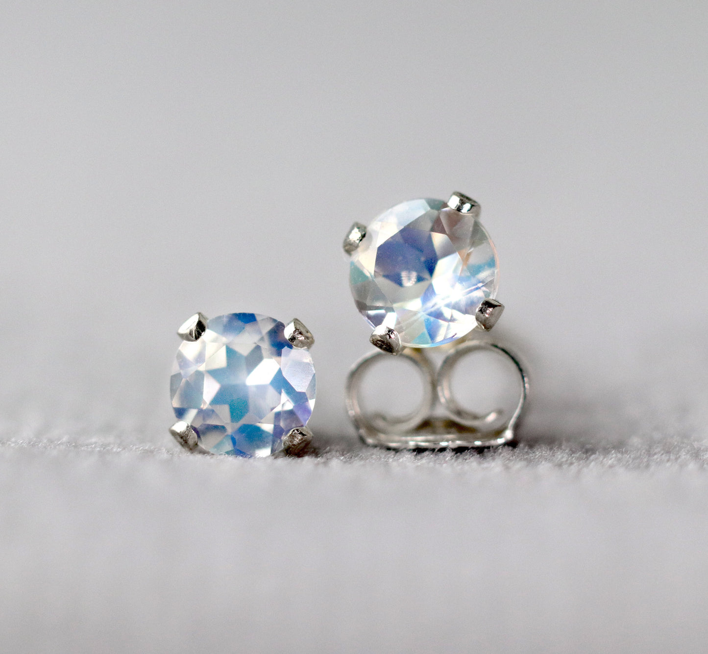 Rainbow Moonstone Stud Earrings