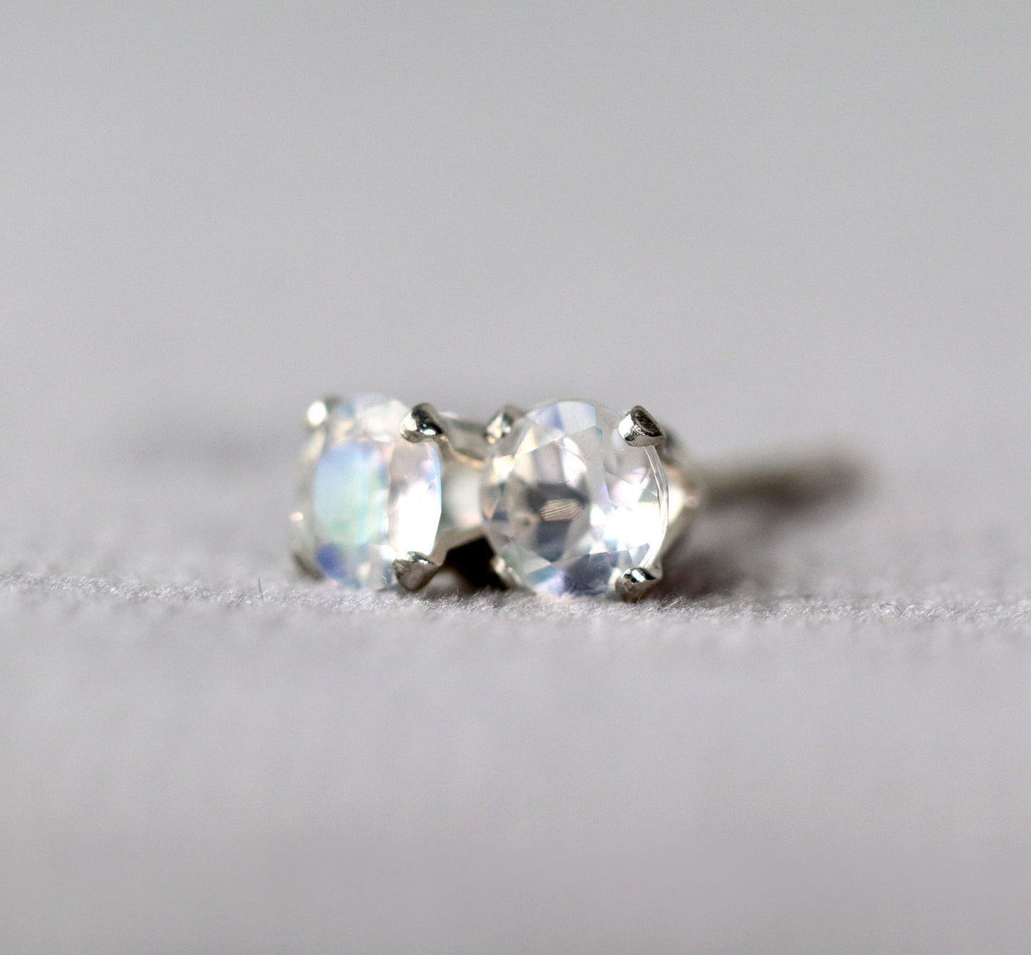 Rainbow Moonstone Stud Earrings