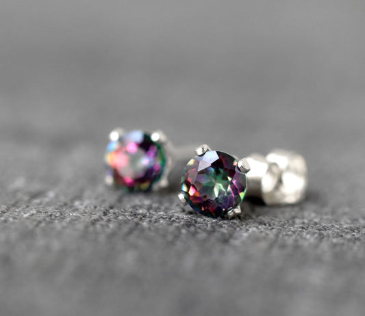 Mystic Fire Topaz Stud Earrings
