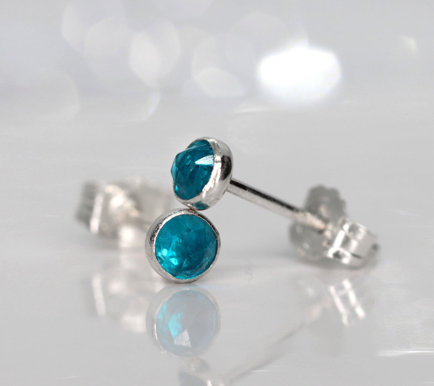 Neon Blue Apatite Stud Earrings