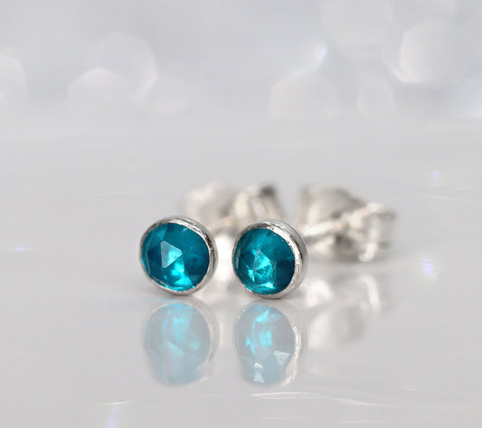Neon Blue Apatite Stud Earrings