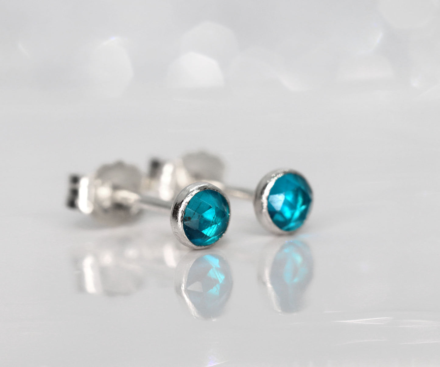 Neon Blue Apatite Stud Earrings